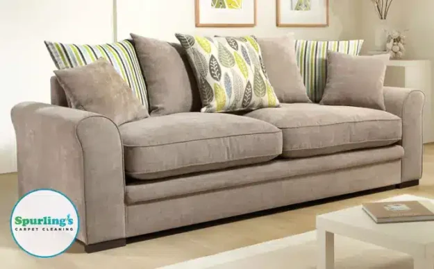 Upholstery cleaning Rochester NY: clean taupe fabric sofa