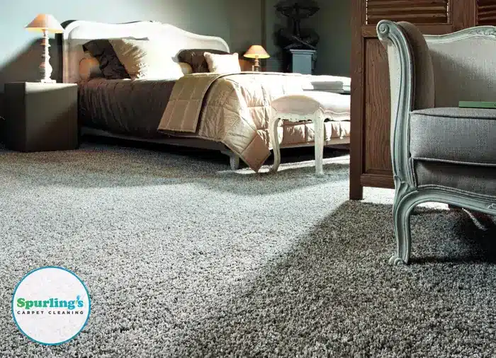 Carpet cleaning Canandaigua NY: freshly cleaned grey carpet in a bedroom