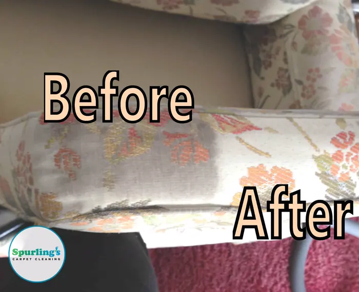 Best upholstery cleaning company Rochester NY: floral armchair before and after cleaning